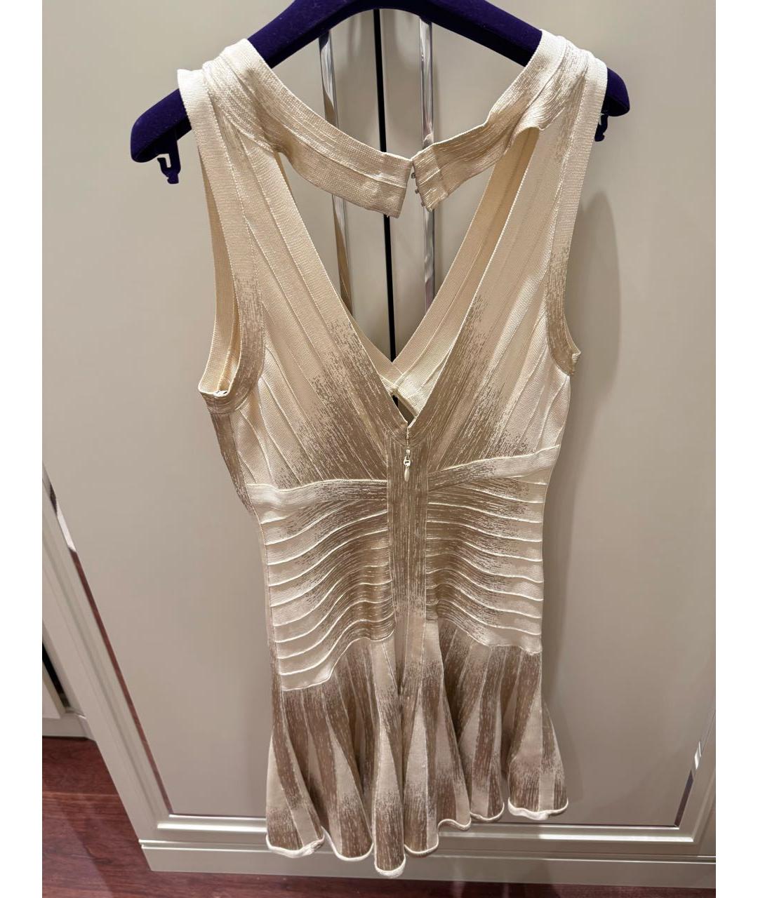 HERVE LEGER Золотое коктейльное платье, фото 2