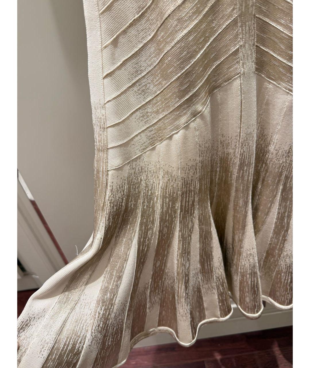 HERVE LEGER Золотое коктейльное платье, фото 4