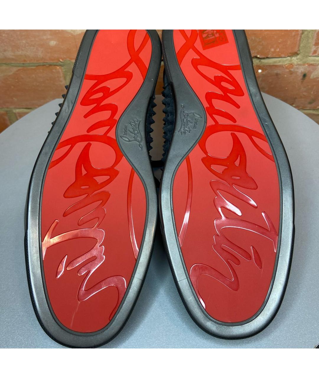 CHRISTIAN LOUBOUTIN Серые замшевые высокие кроссовки / кеды, фото 6
