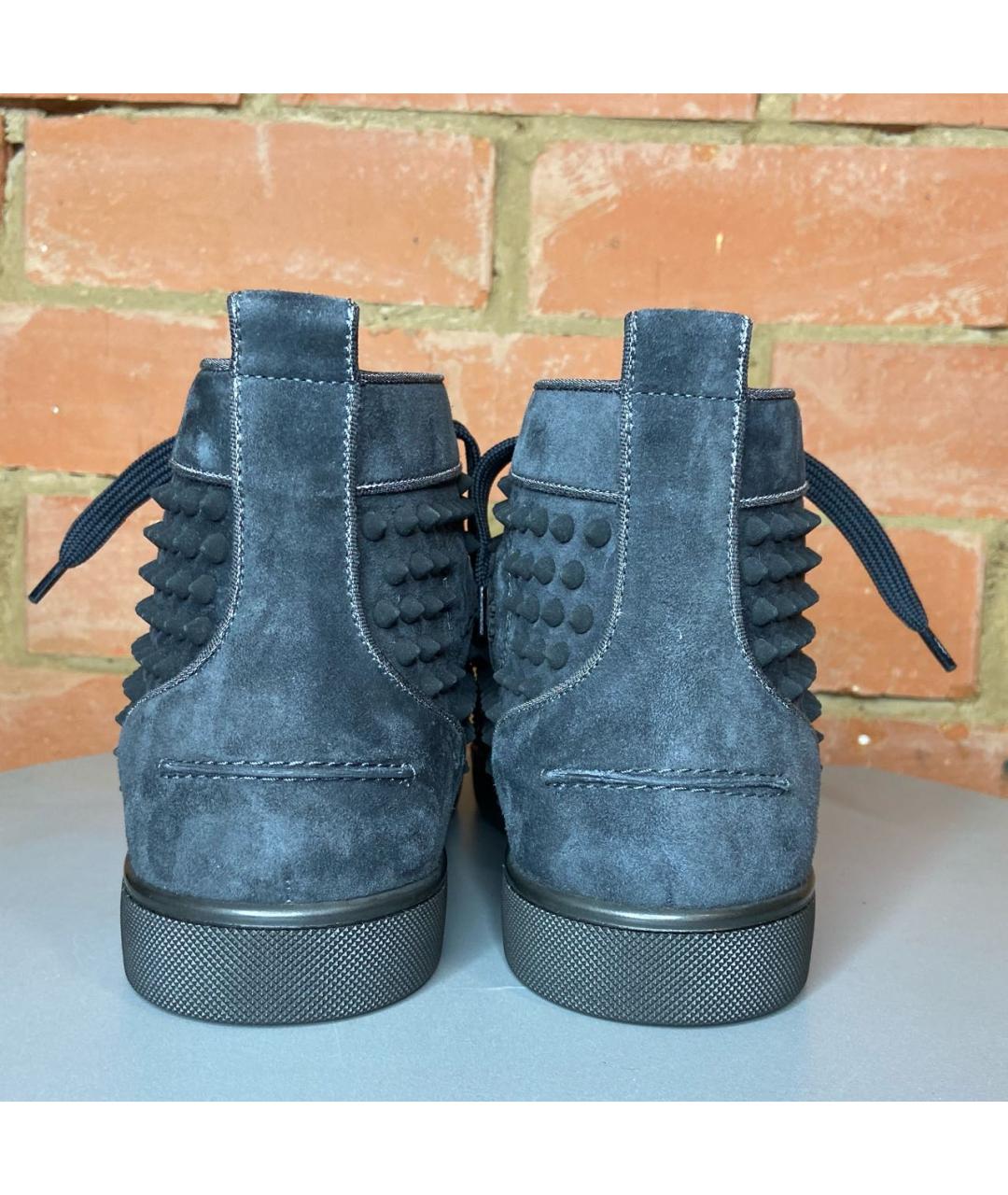 CHRISTIAN LOUBOUTIN Серые замшевые высокие кроссовки / кеды, фото 5