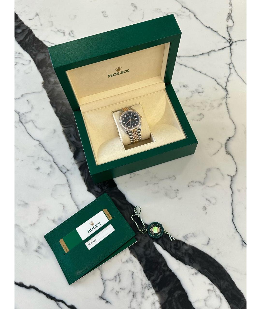 ROLEX Черные часы из розового золота, фото 4