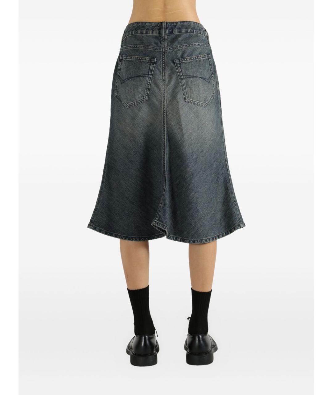 BALENCIAGA Синяя хлопковая юбка миди, фото 4