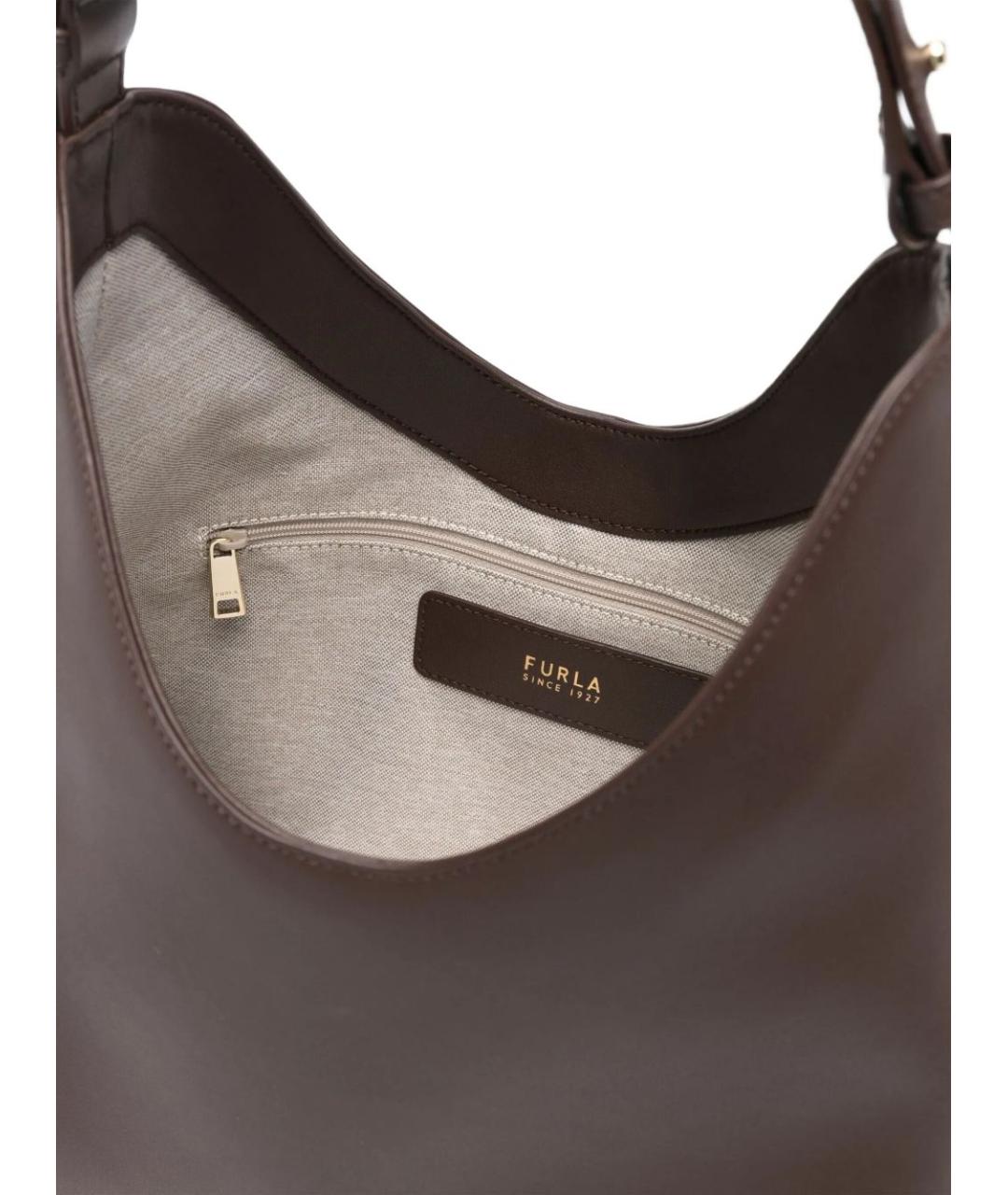 FURLA Коричневая кожаная сумка через плечо, фото 4