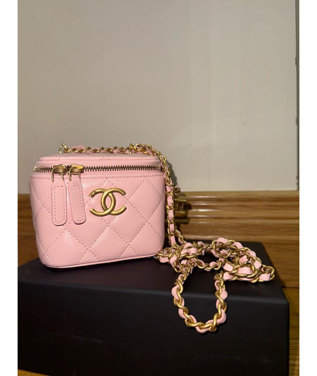 CHANEL Розовая кожаная сумка через плечо, фото 6