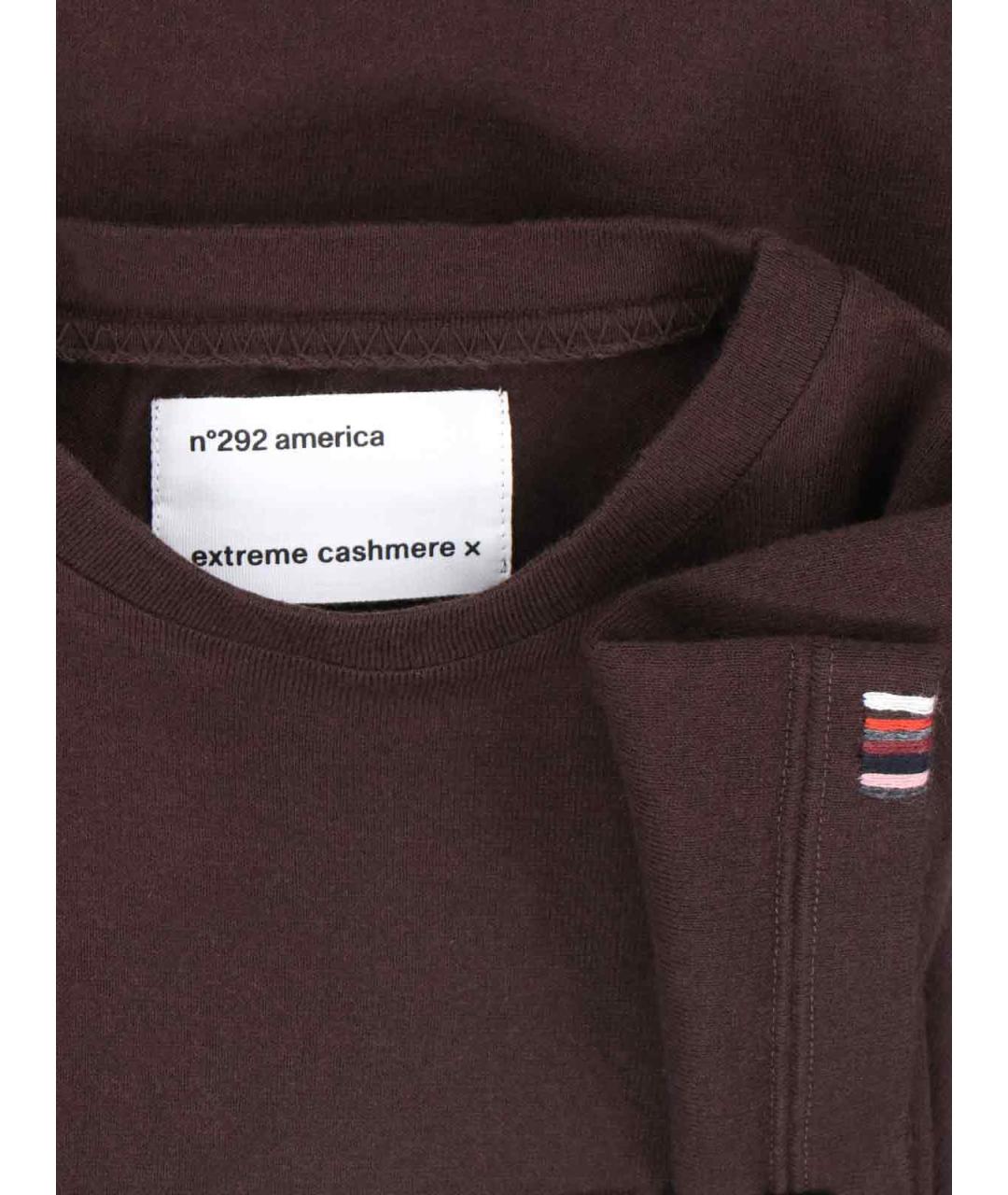 EXTREME CASHMERE Коричневая хлопковая футболка, фото 3