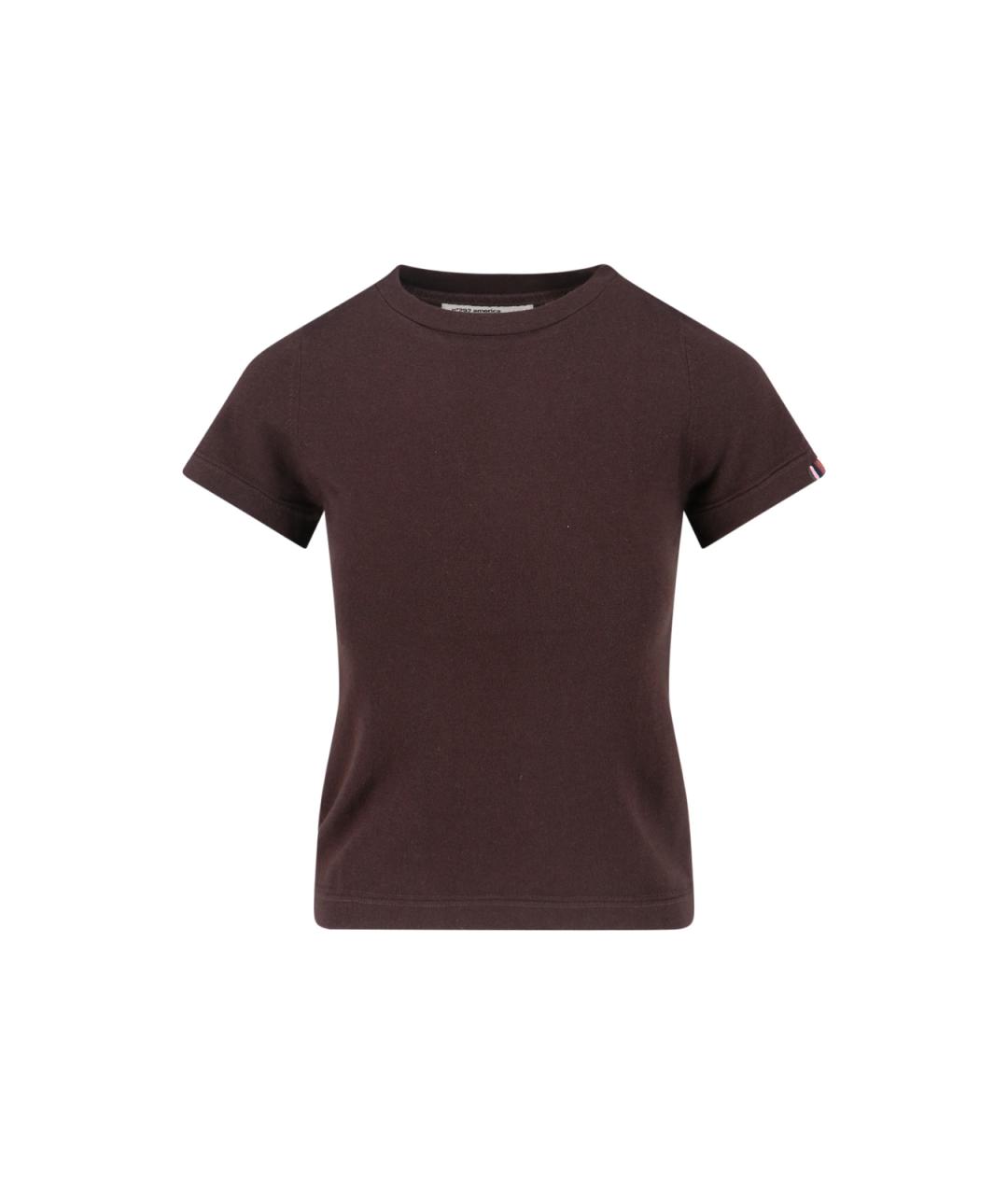 EXTREME CASHMERE Коричневая хлопковая футболка, фото 1