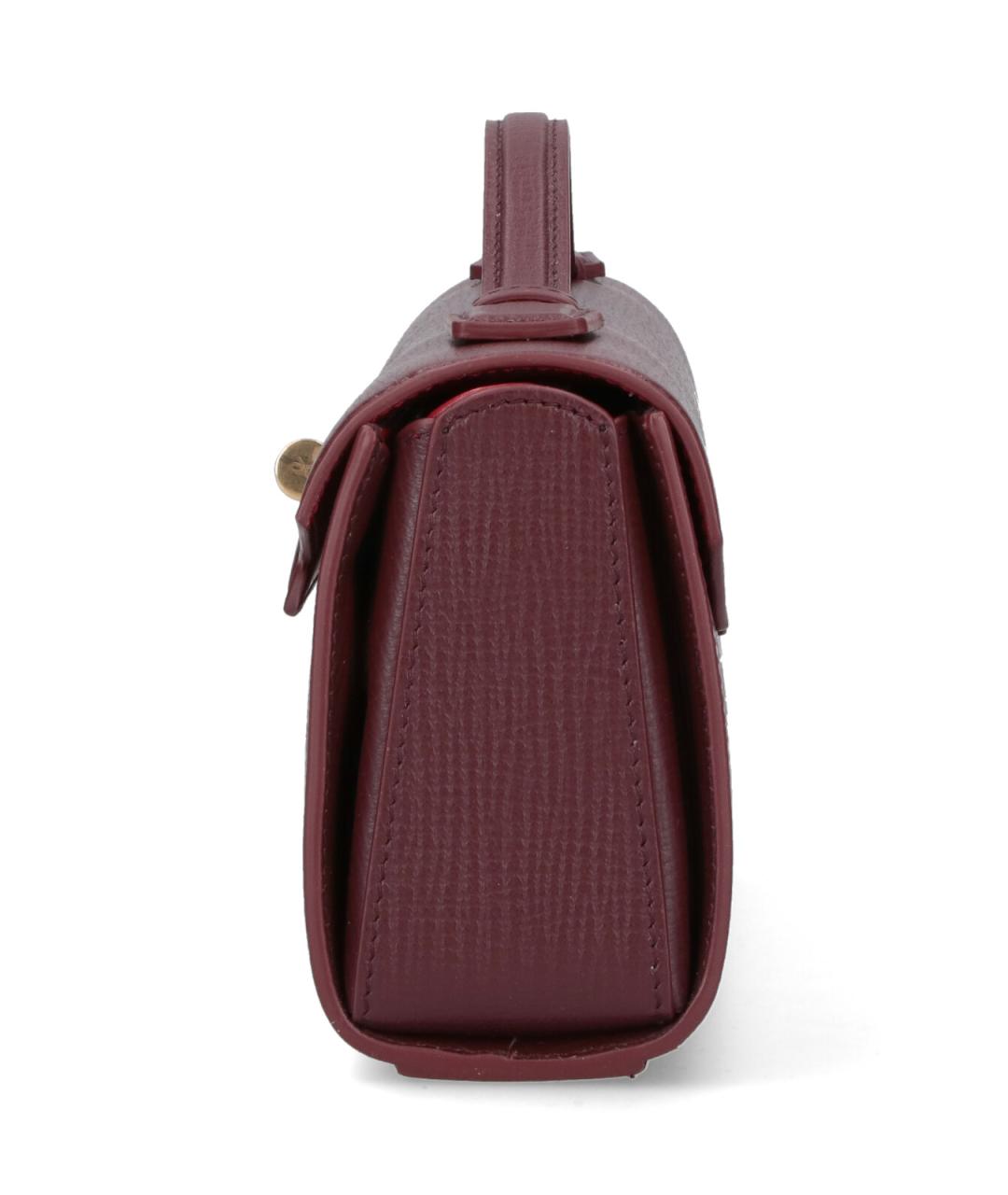 ANYA HINDMARCH Бордовая кожаная сумка с короткими ручками, фото 5