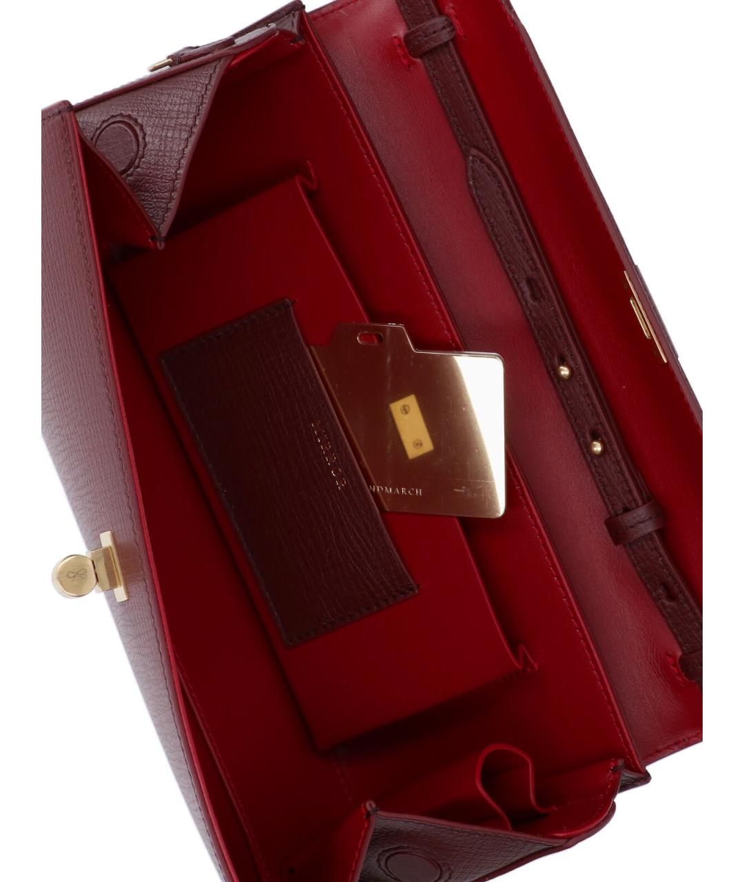 ANYA HINDMARCH Бордовая кожаная сумка с короткими ручками, фото 4