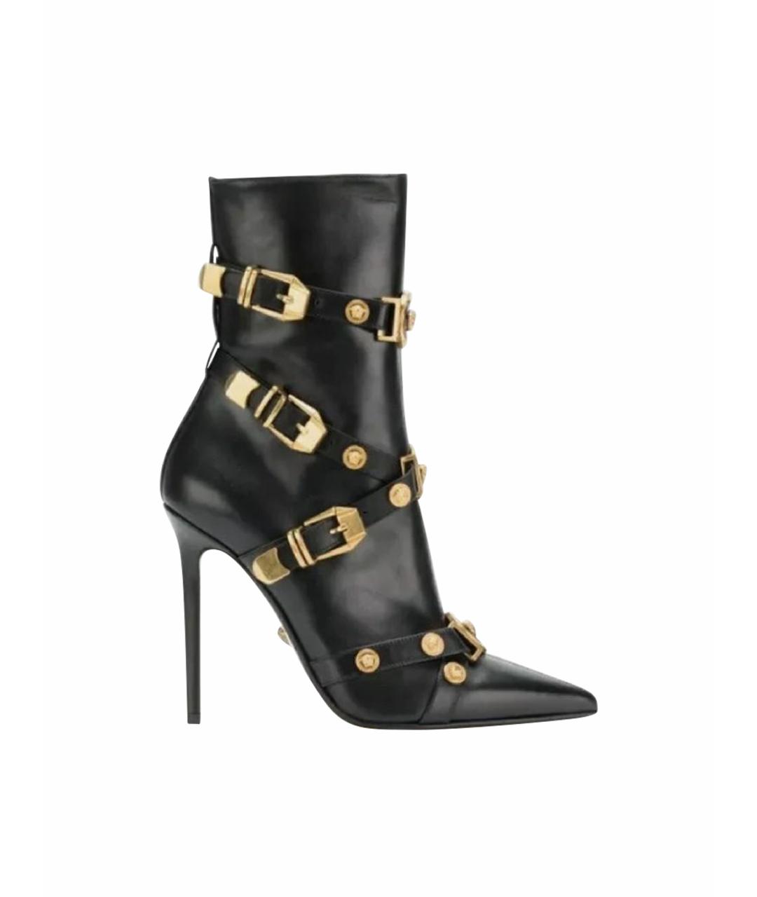 VERSACE Черные кожаные ботильоны, фото 1