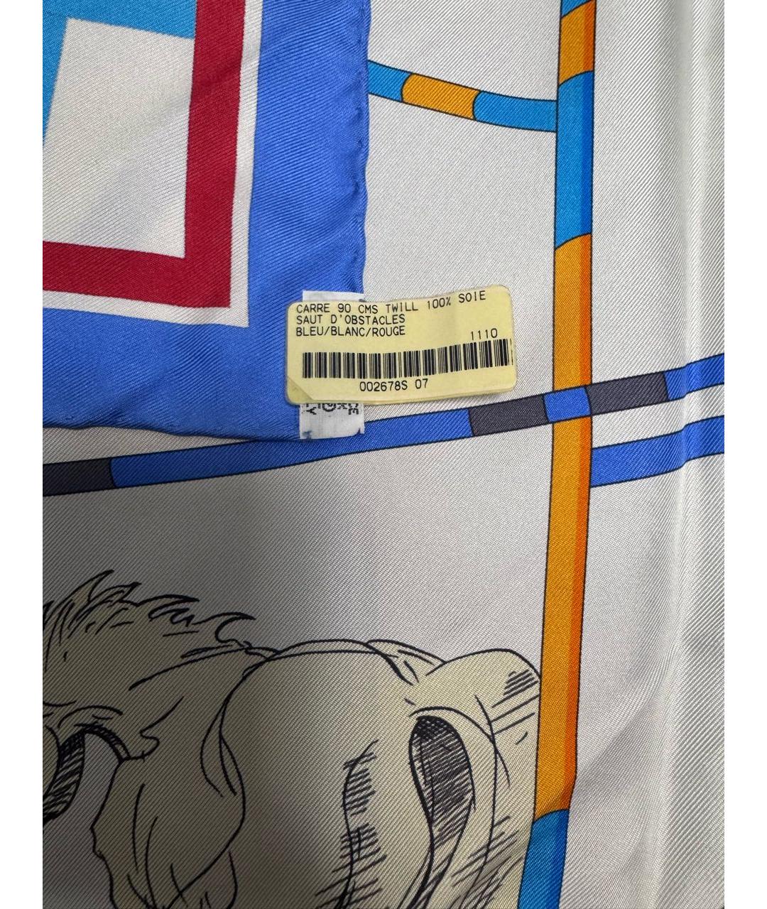 HERMES Белый шелковый платок, фото 3