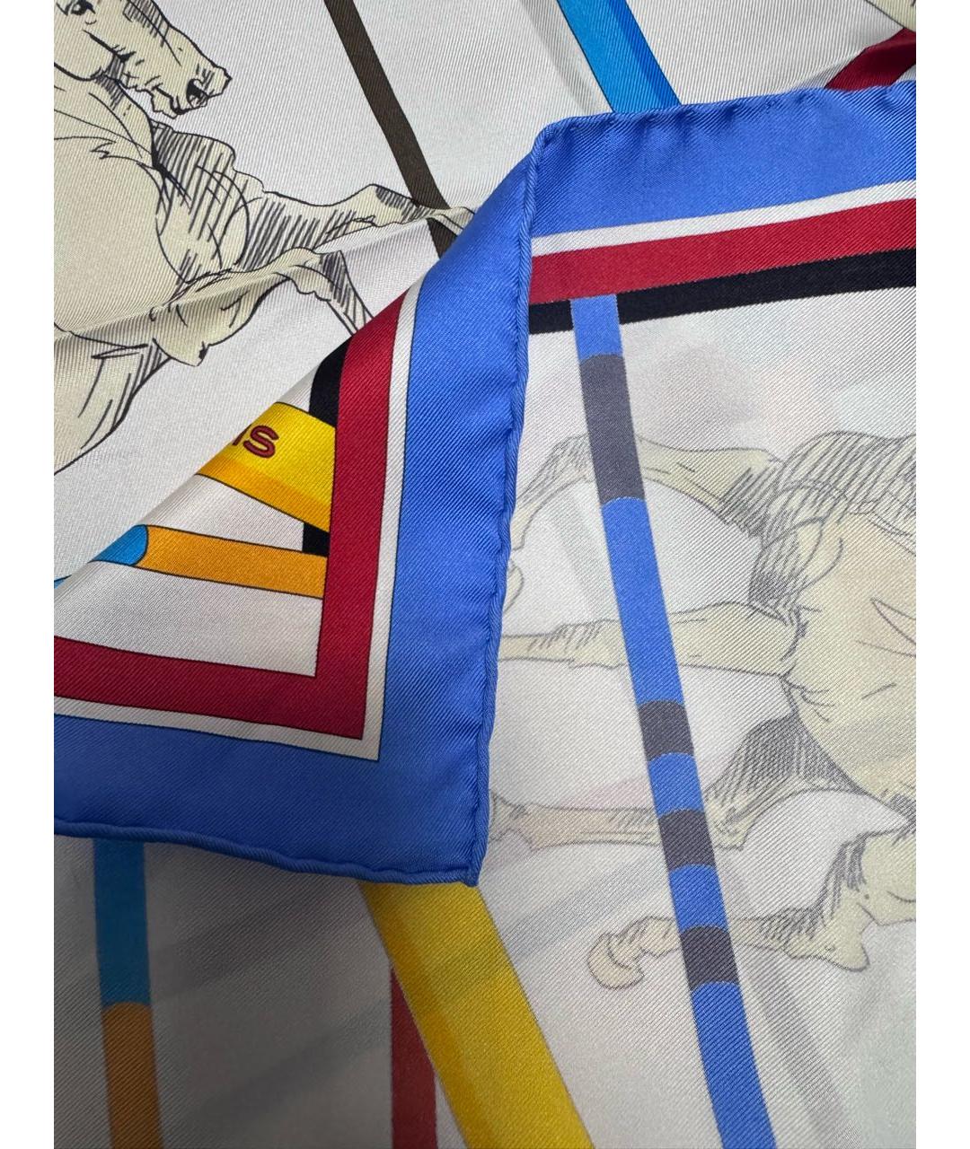 HERMES Белый шелковый платок, фото 2