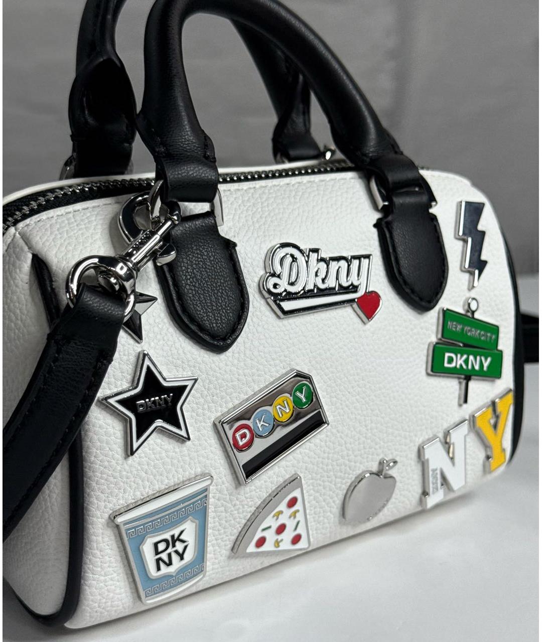 DKNY Белая кожаная сумка с короткими ручками, фото 7
