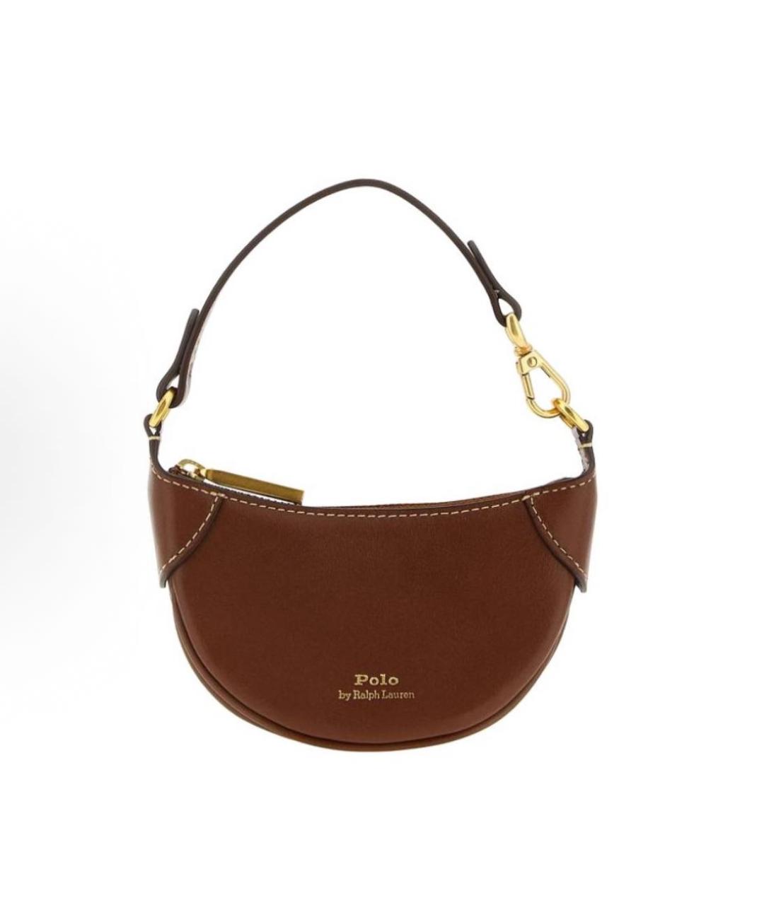 POLO RALPH LAUREN Коричневая кожаная сумка с короткими ручками, фото 6