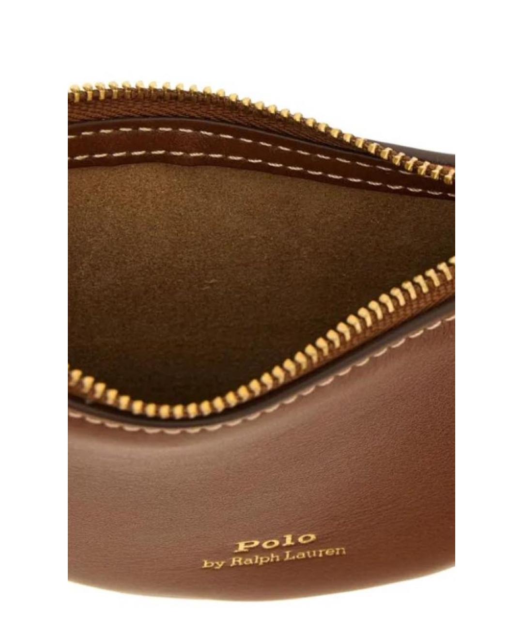 POLO RALPH LAUREN Коричневая кожаная сумка с короткими ручками, фото 4