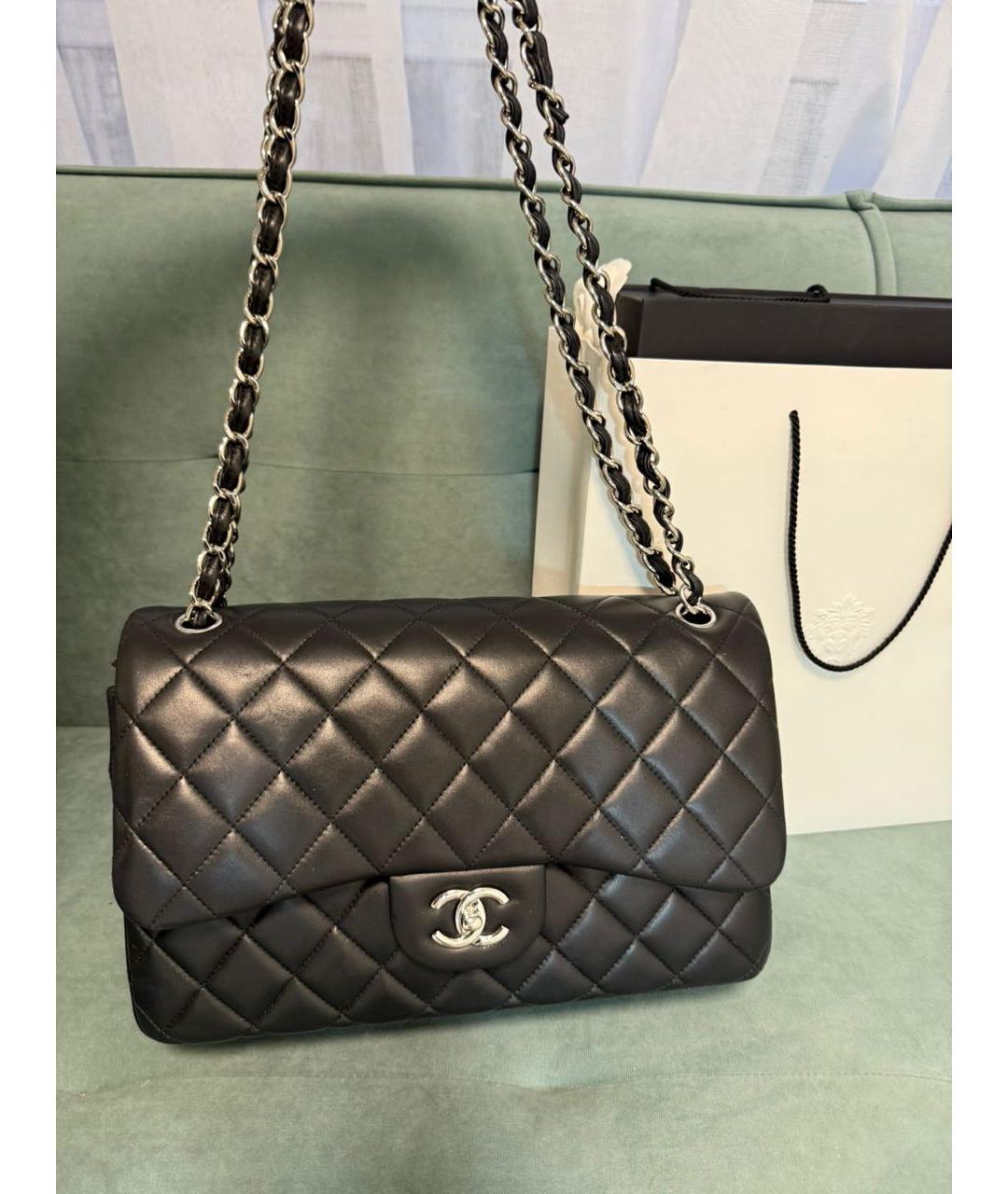 CHANEL Черная кожаная сумка через плечо, фото 6