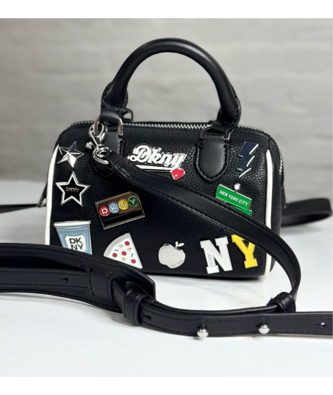 DKNY Черная кожаная сумка через плечо, фото 2