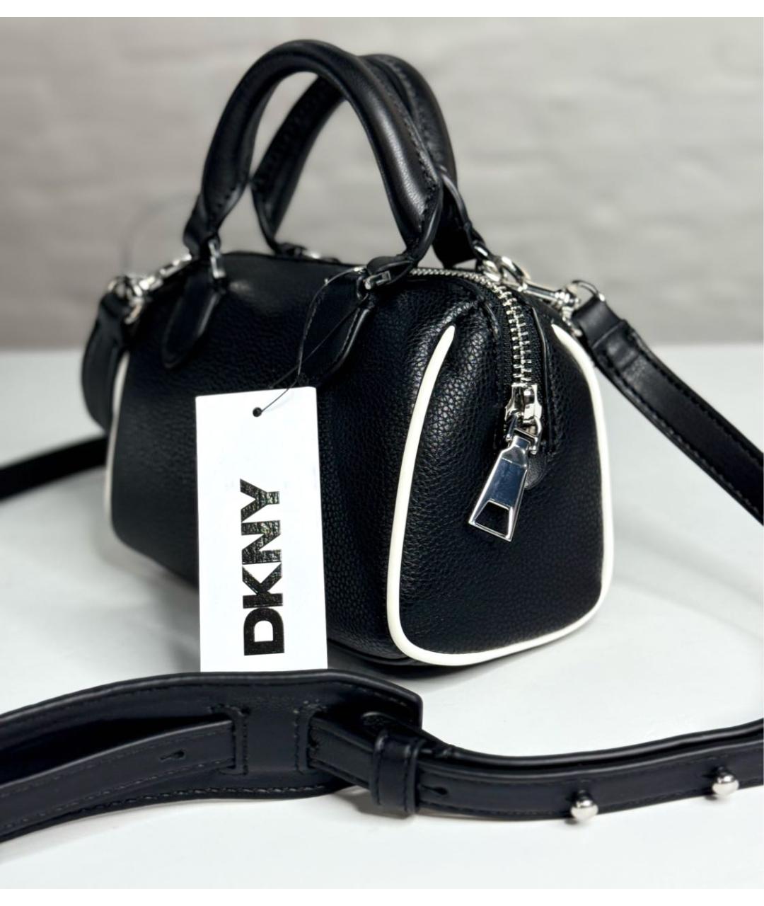 DKNY Черная кожаная сумка через плечо, фото 4