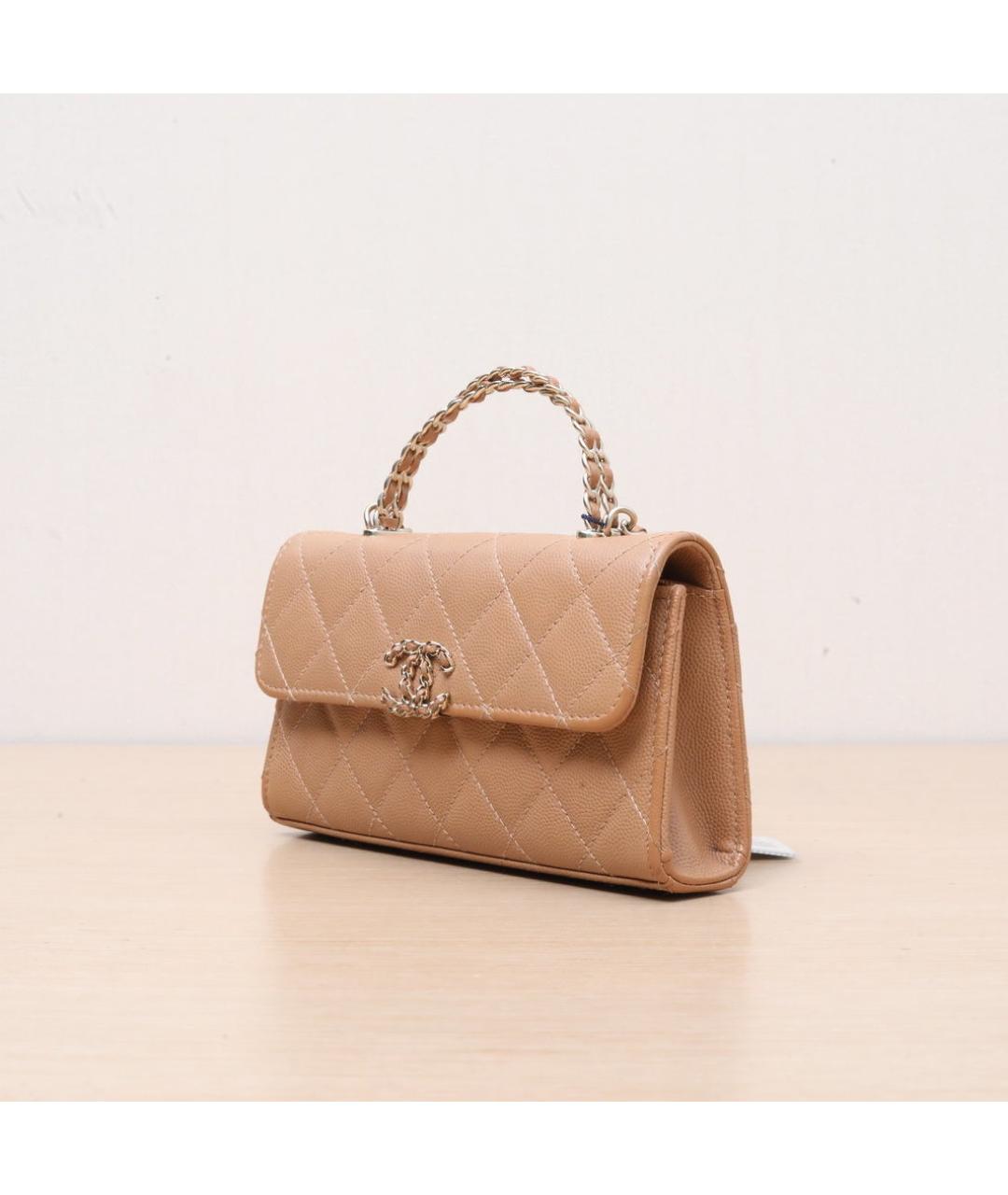 CHANEL Коричневая кожаная сумка через плечо, фото 4
