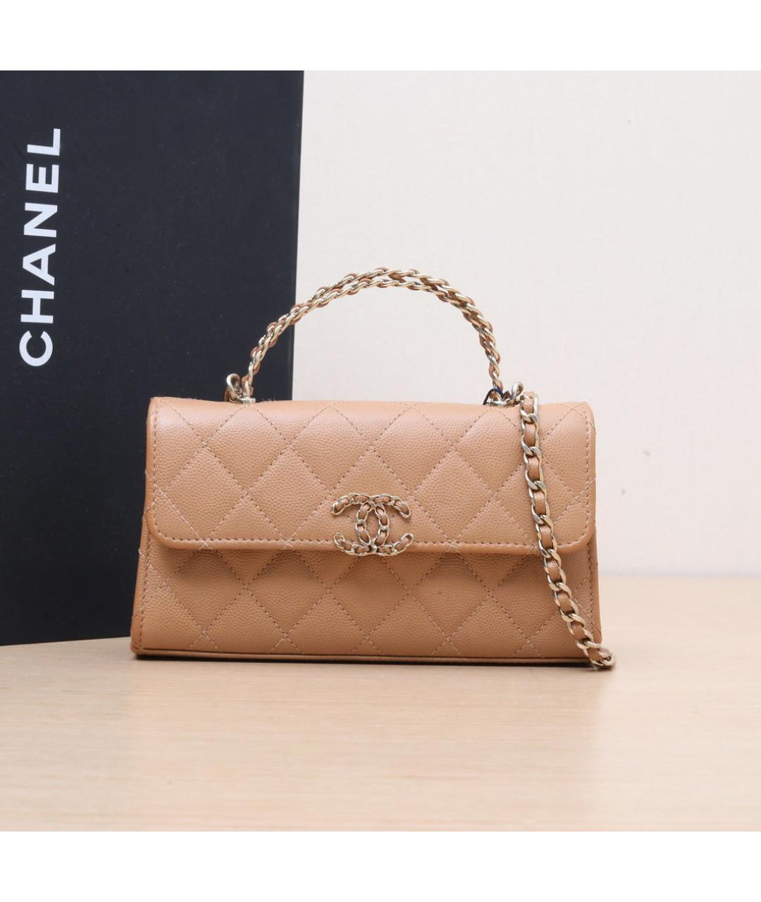 CHANEL Коричневая кожаная сумка через плечо, фото 2