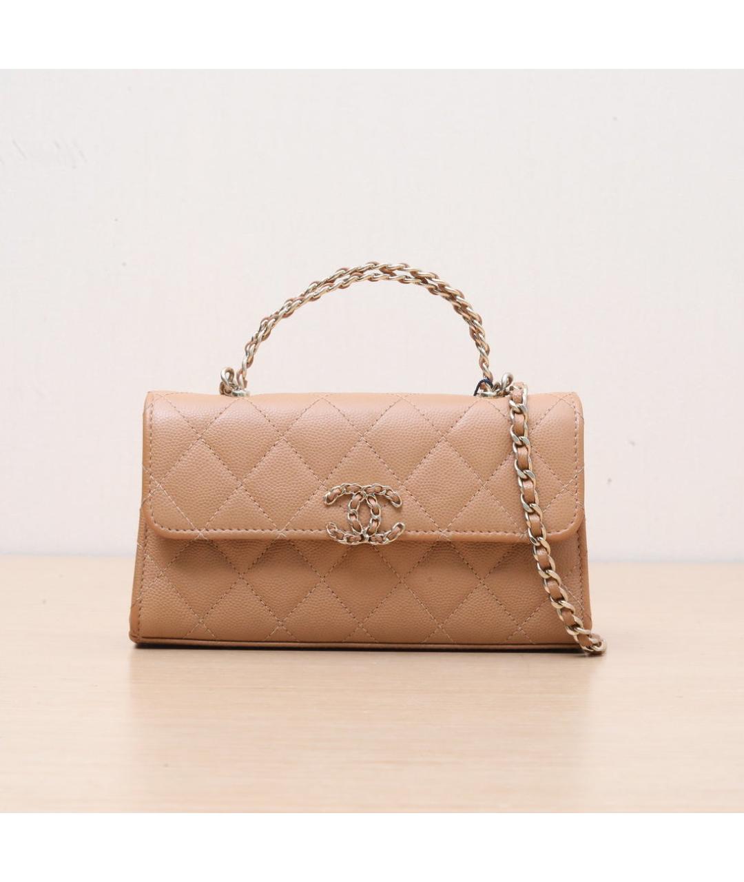 CHANEL Коричневая кожаная сумка через плечо, фото 3