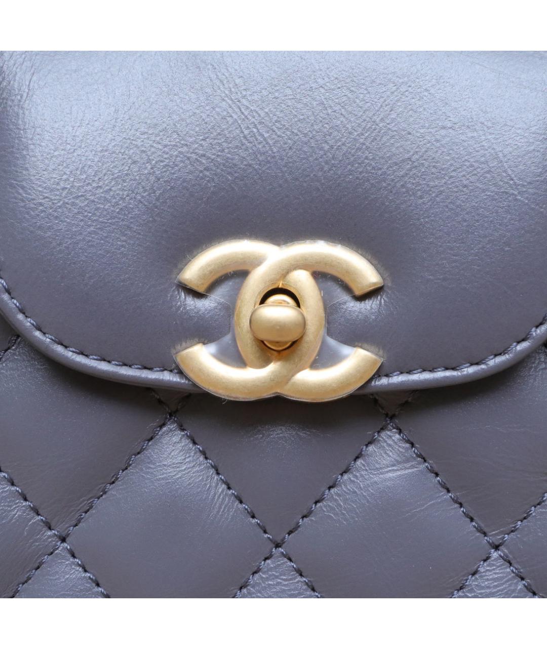 CHANEL Серая кожаная сумка через плечо, фото 8