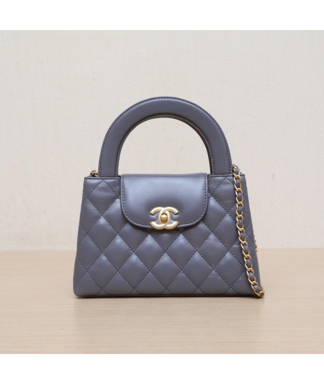 CHANEL Серая кожаная сумка через плечо, фото 3