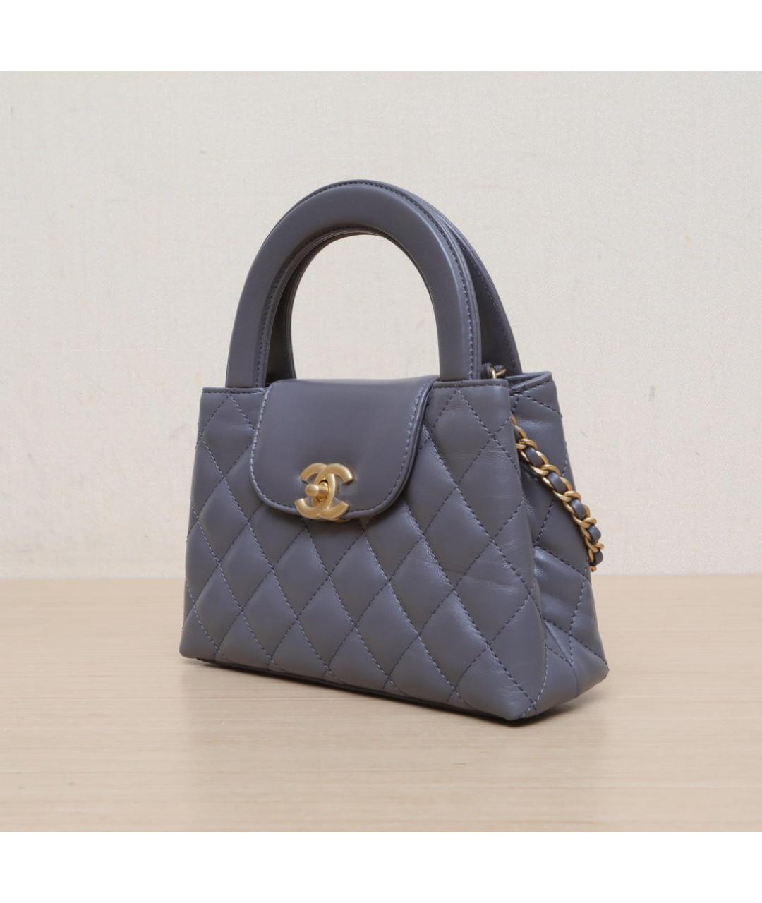 CHANEL Серая кожаная сумка через плечо, фото 4