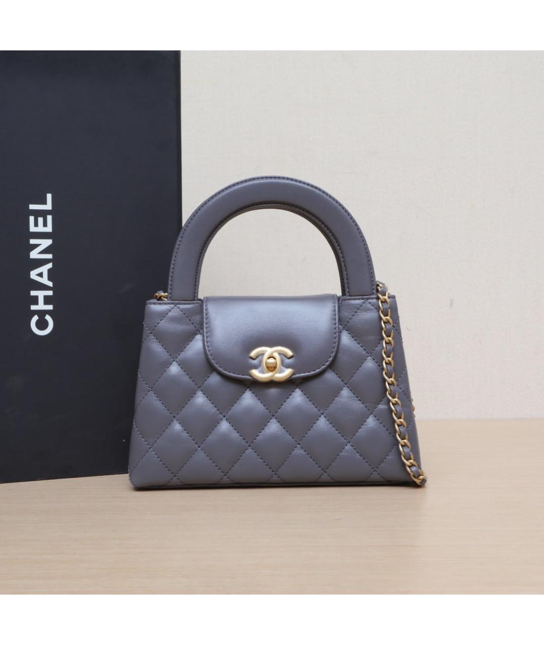 CHANEL Серая кожаная сумка через плечо, фото 2