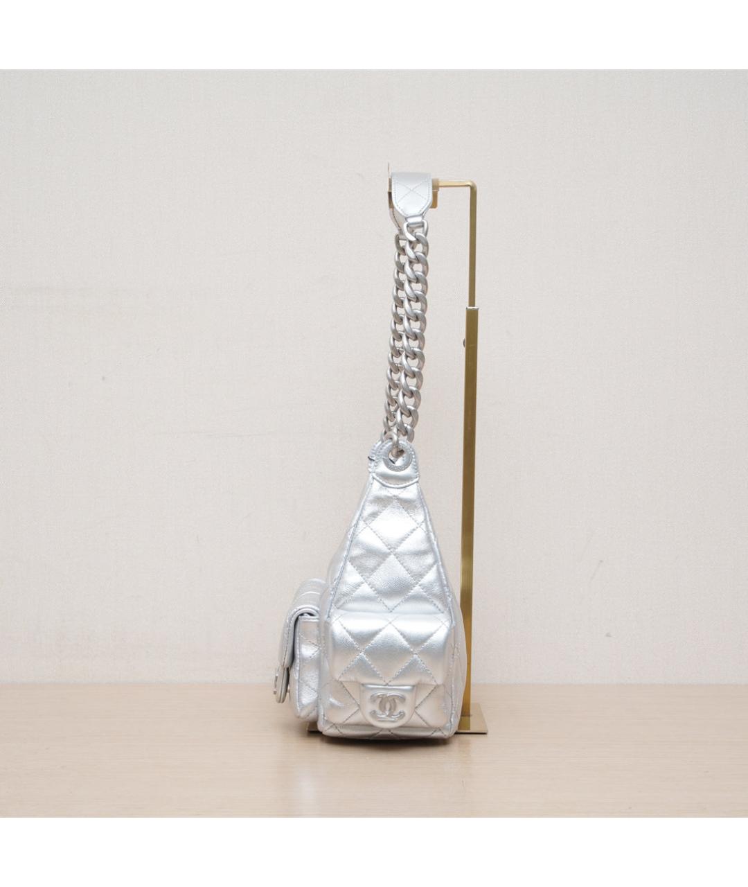 CHANEL Серебряная сумка через плечо, фото 5
