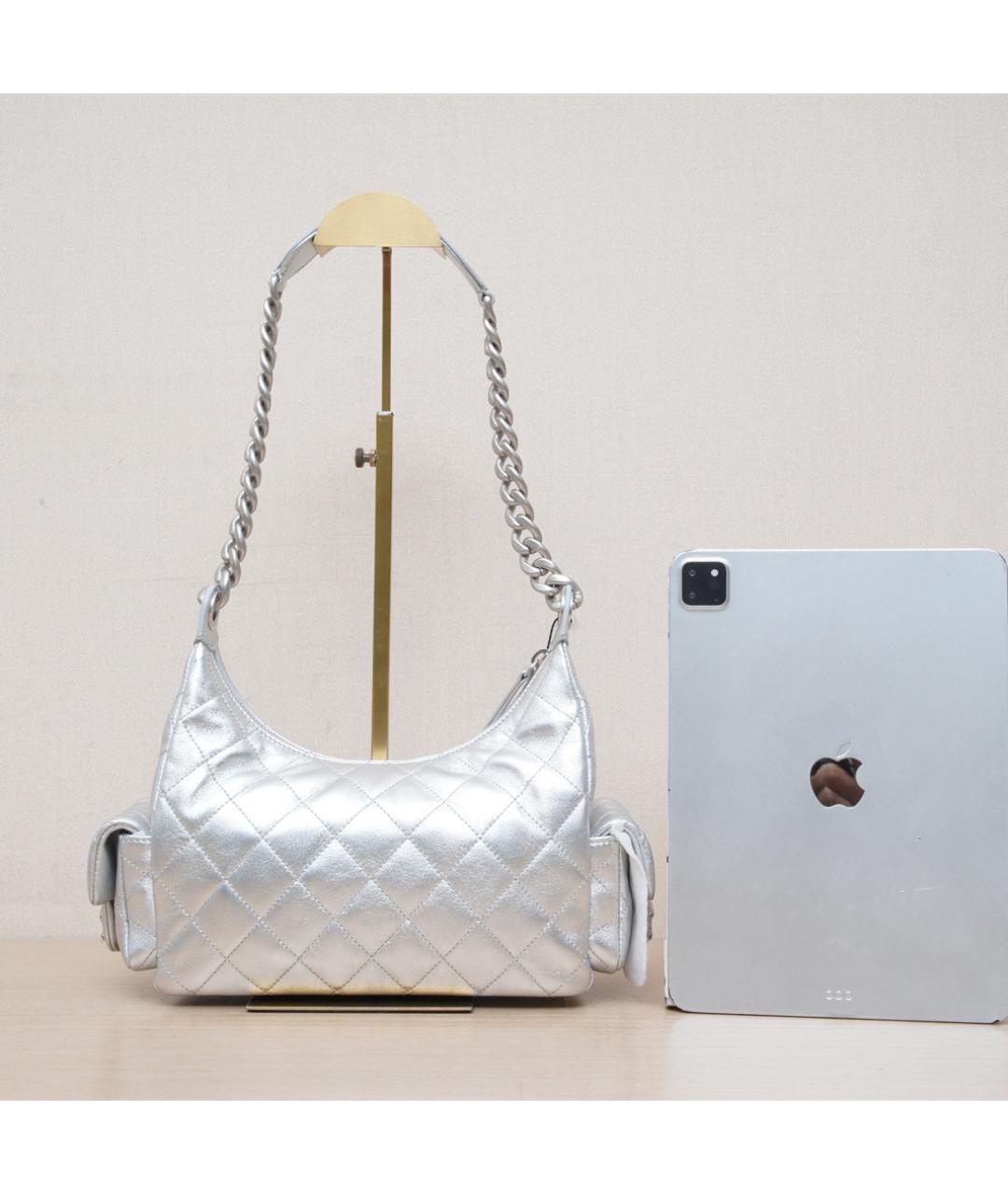 CHANEL Серебряная сумка через плечо, фото 7