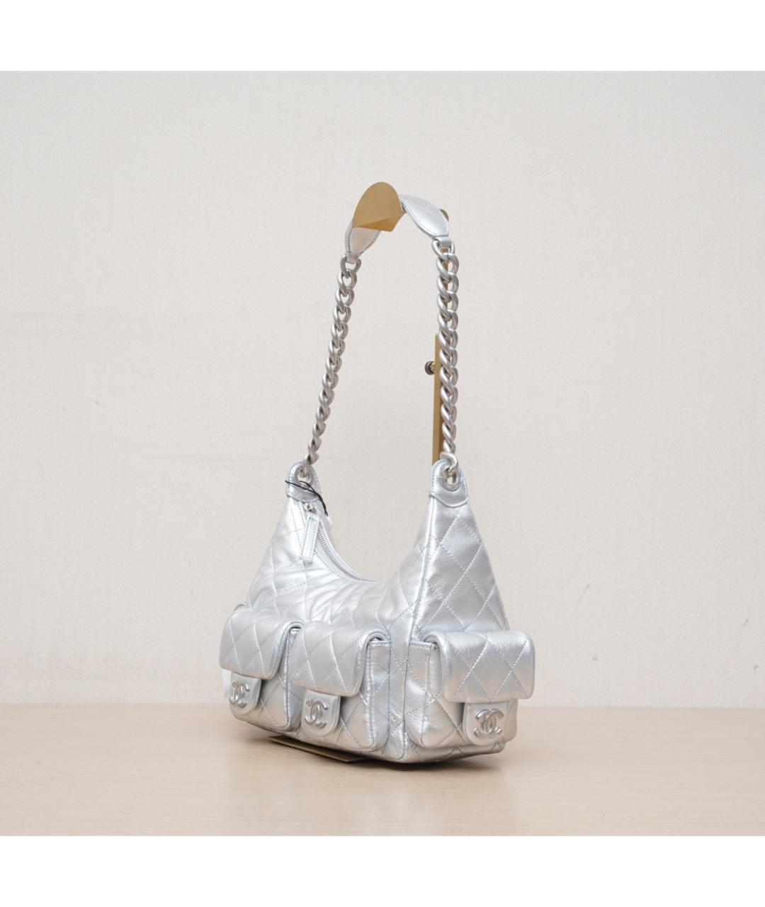 CHANEL Серебряная сумка через плечо, фото 4
