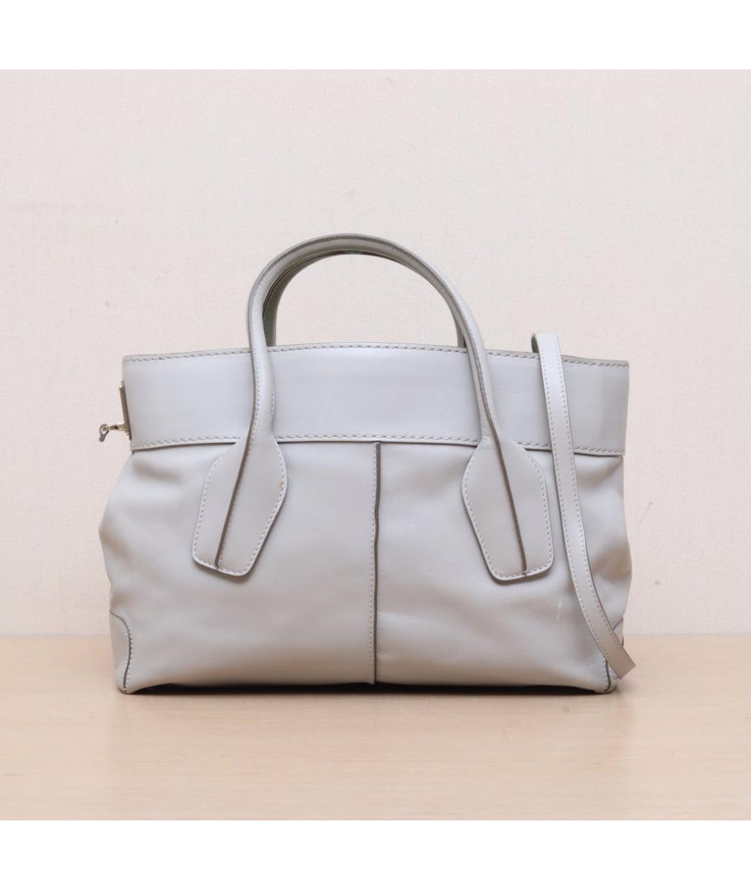 TOD'S Серая кожаная сумка тоут, фото 2