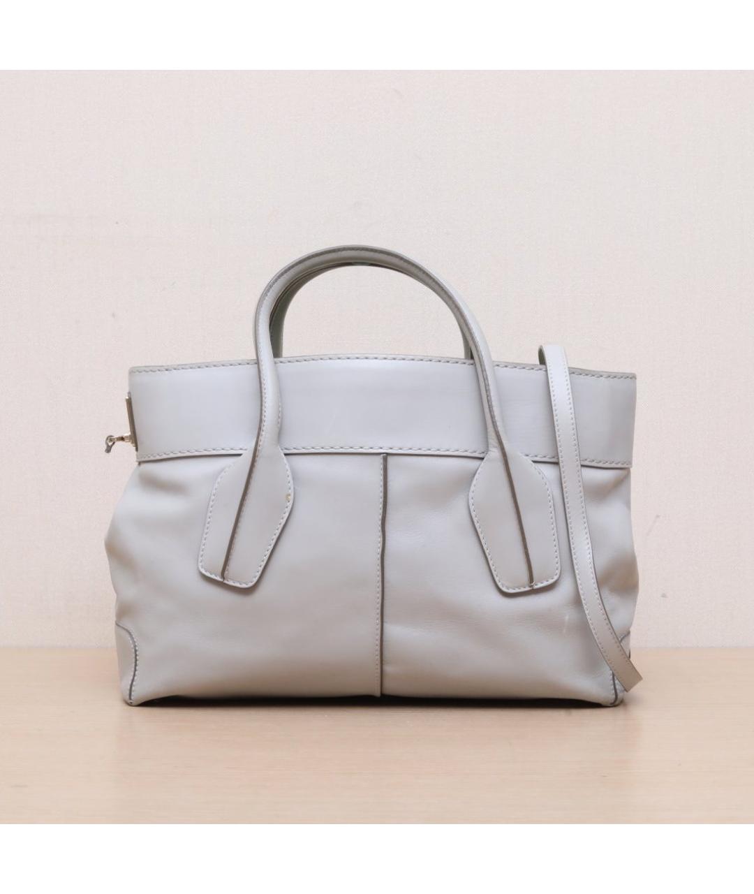 TOD'S Серая кожаная сумка тоут, фото 3