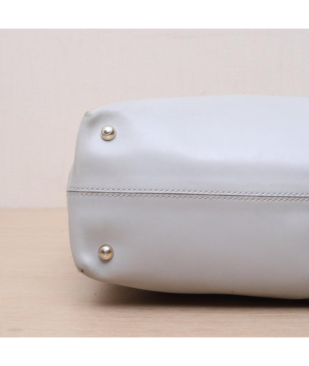 TOD'S Серая кожаная сумка тоут, фото 9