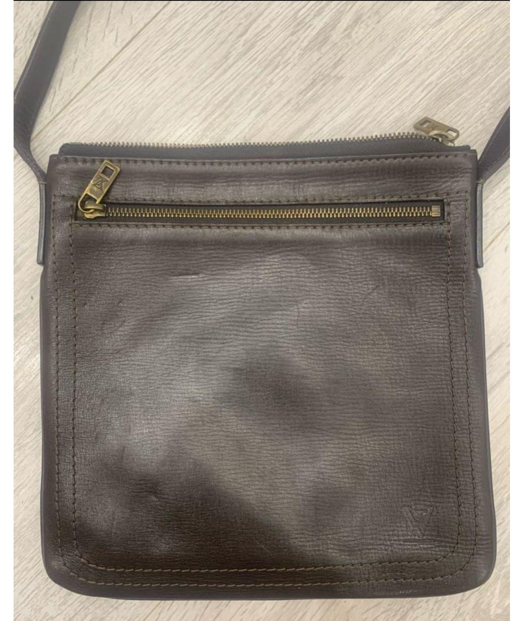 LOUIS VUITTON Коричневая кожаная сумка на плечо, фото 3