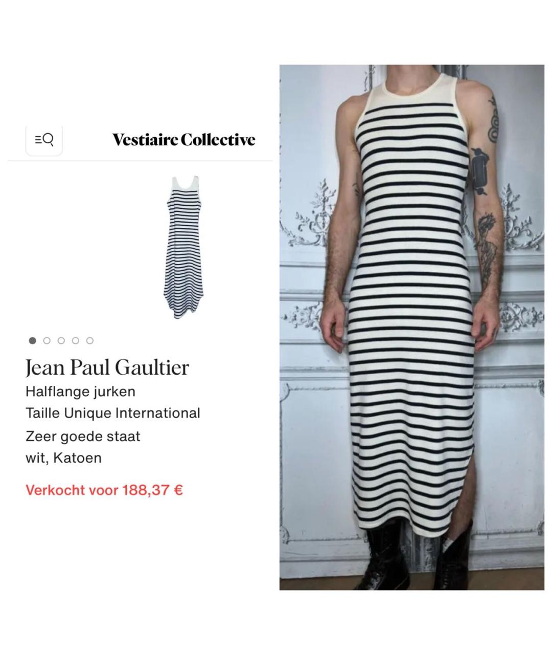 JEAN PAUL GAULTIER Мульти хлопко-эластановое платье, фото 6