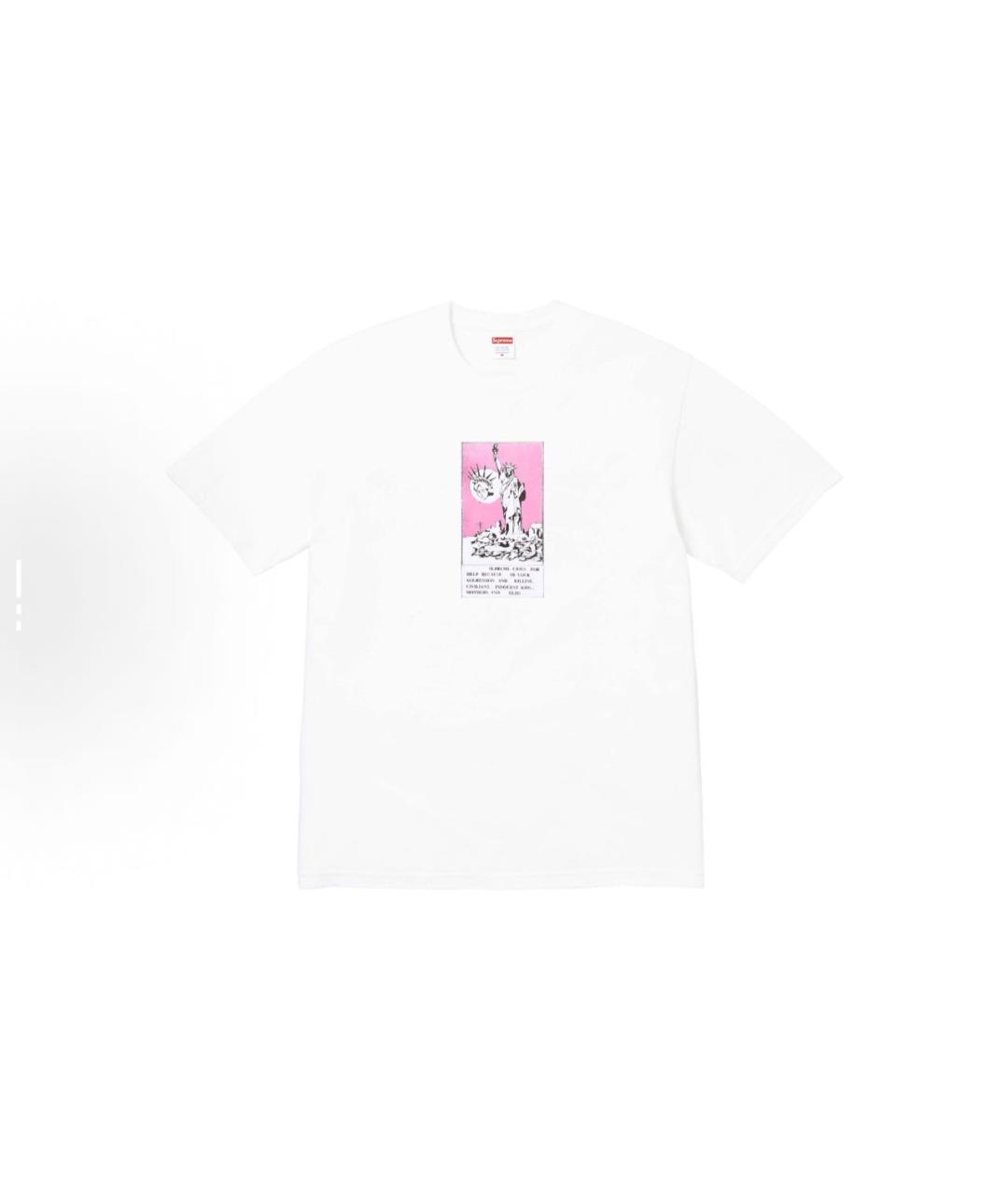 SUPREME Белая хлопковая футболка, фото 3