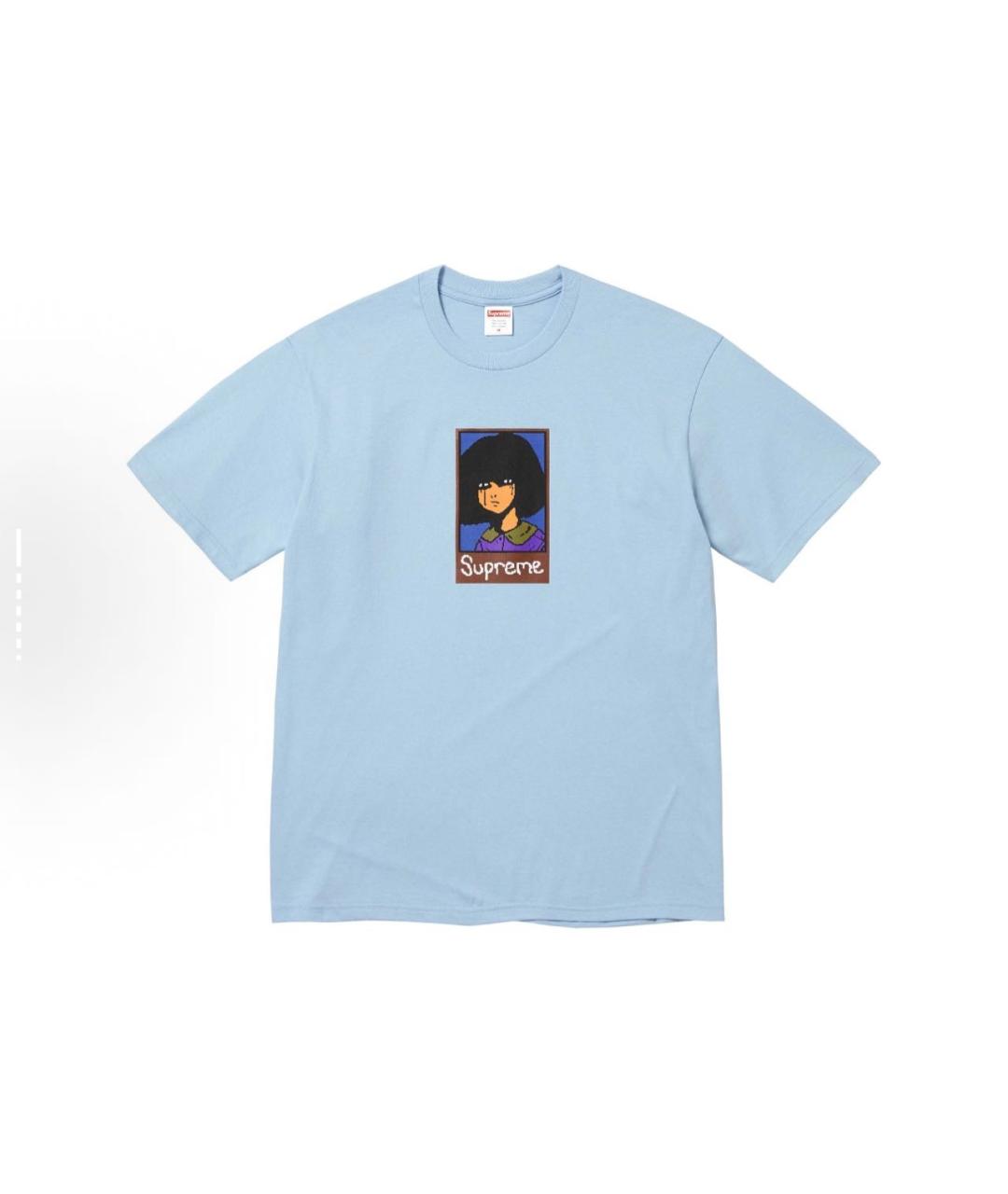SUPREME Синяя хлопковая футболка, фото 2