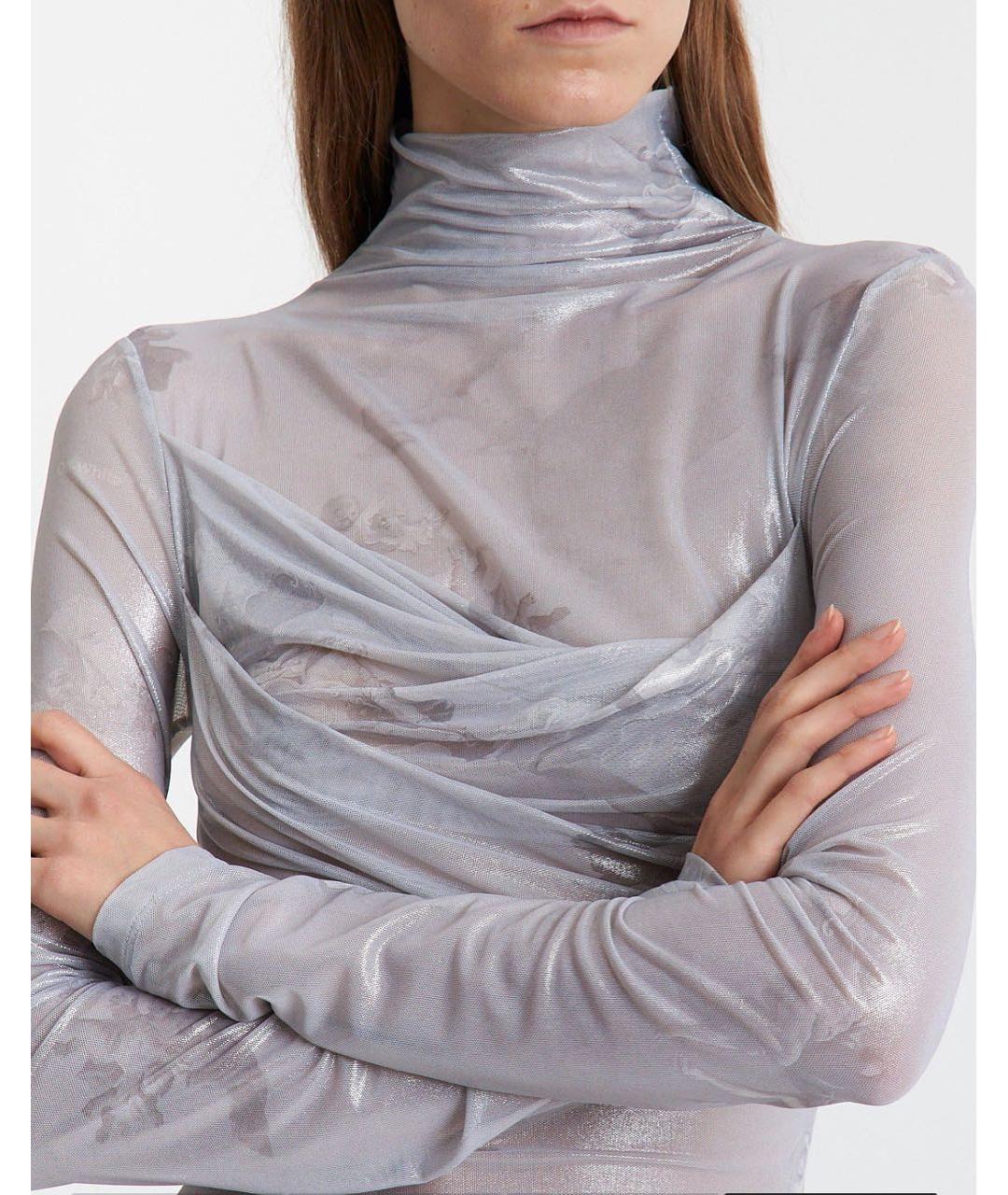 OFF-WHITE Серое полиамидовое повседневное платье, фото 3