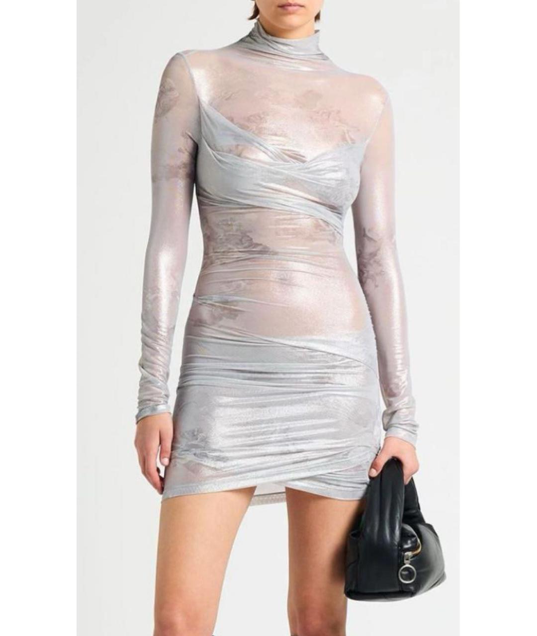 OFF-WHITE Серое полиамидовое повседневное платье, фото 8