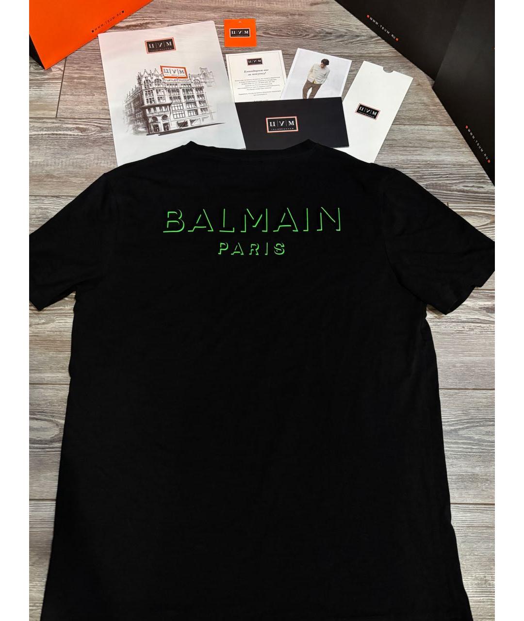 BALMAIN Черная хлопковая футболка, фото 2