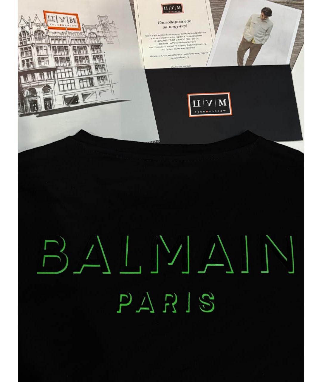 BALMAIN Черная хлопковая футболка, фото 4