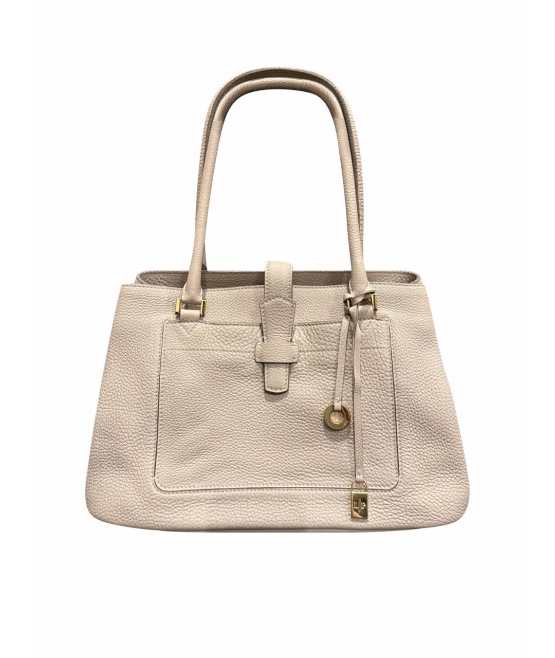 LORO PIANA Бежевая кожаная сумка тоут, фото 1