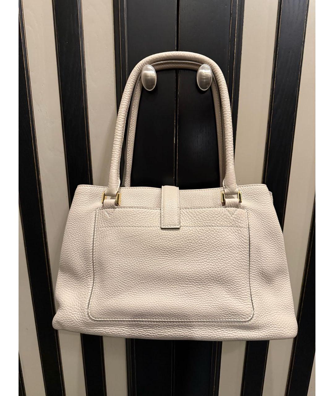 LORO PIANA Бежевая кожаная сумка тоут, фото 2