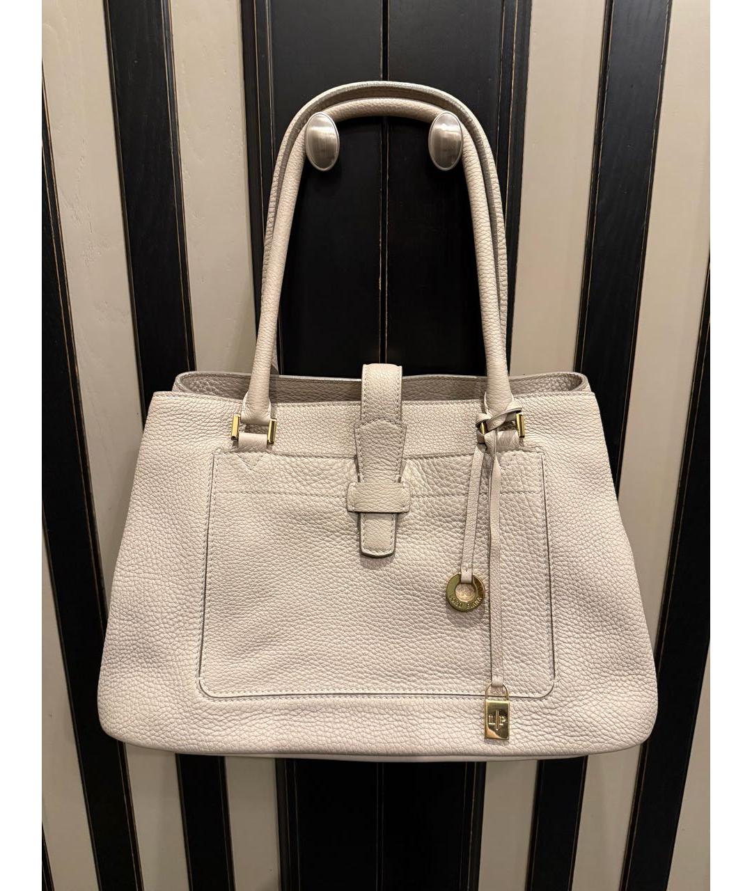 LORO PIANA Бежевая кожаная сумка тоут, фото 6