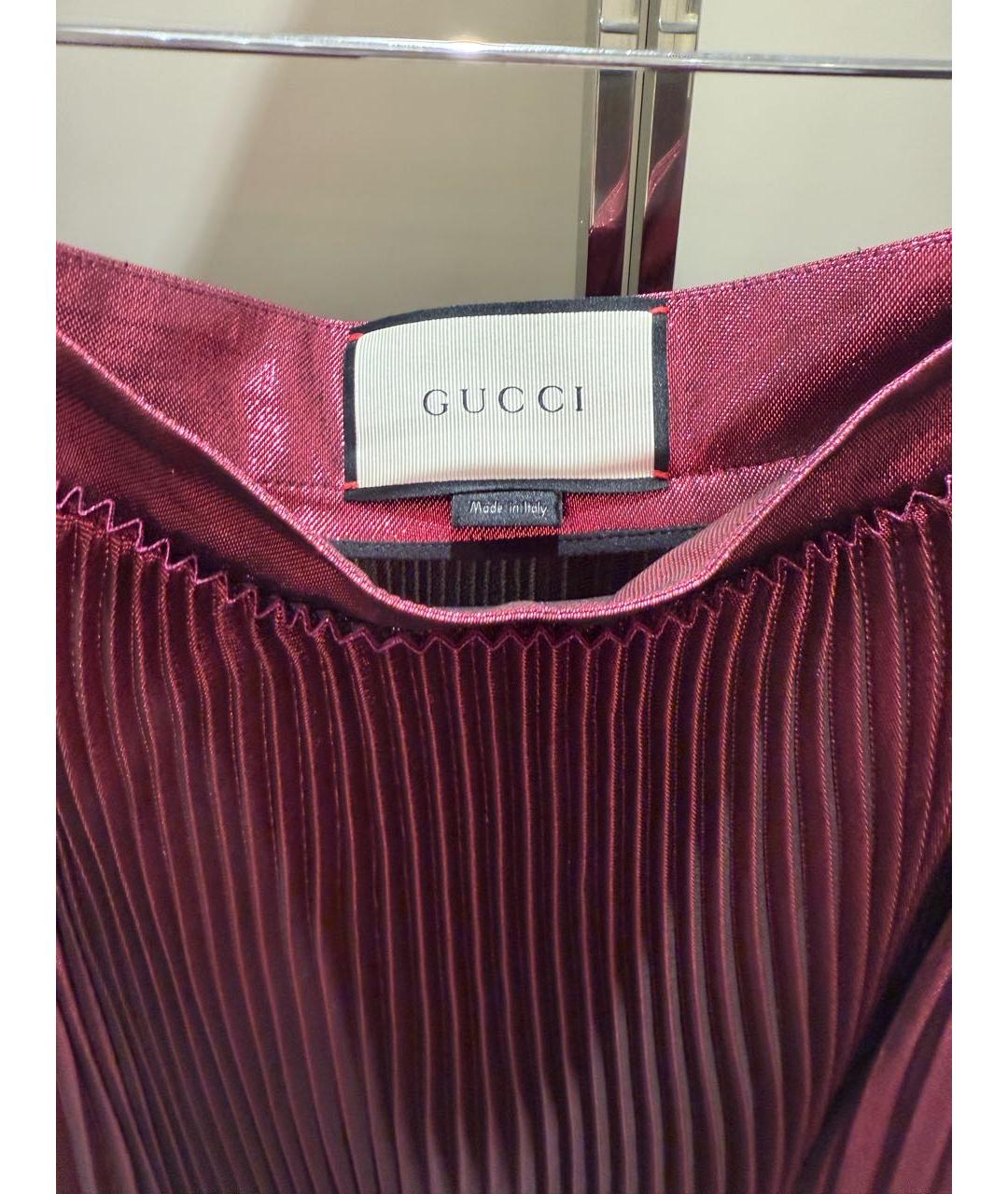 GUCCI Бордовая юбка миди, фото 3