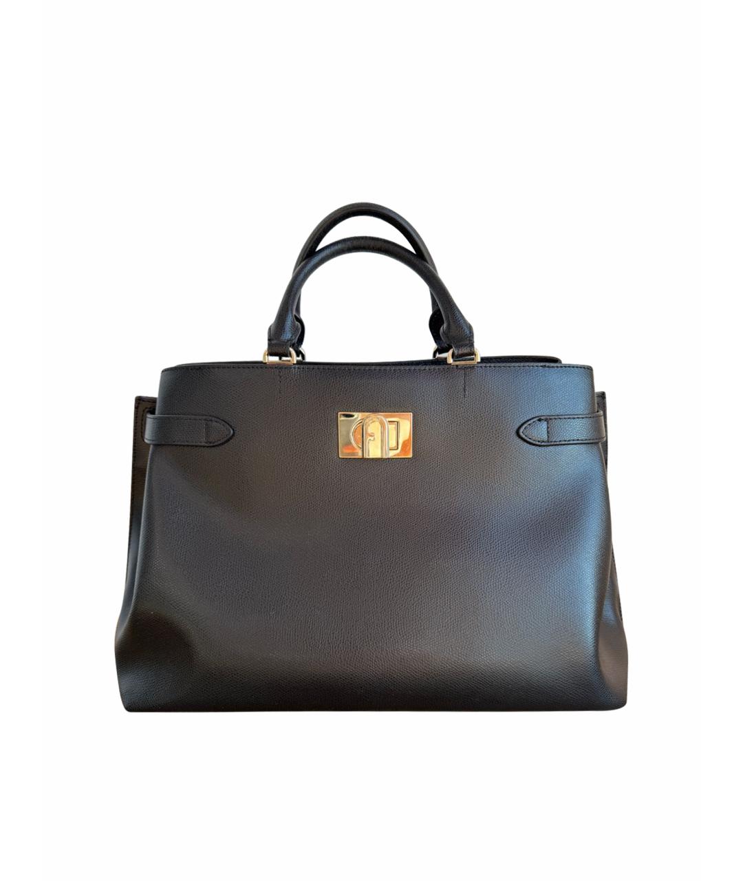 FURLA Черная кожаная сумка с короткими ручками, фото 1