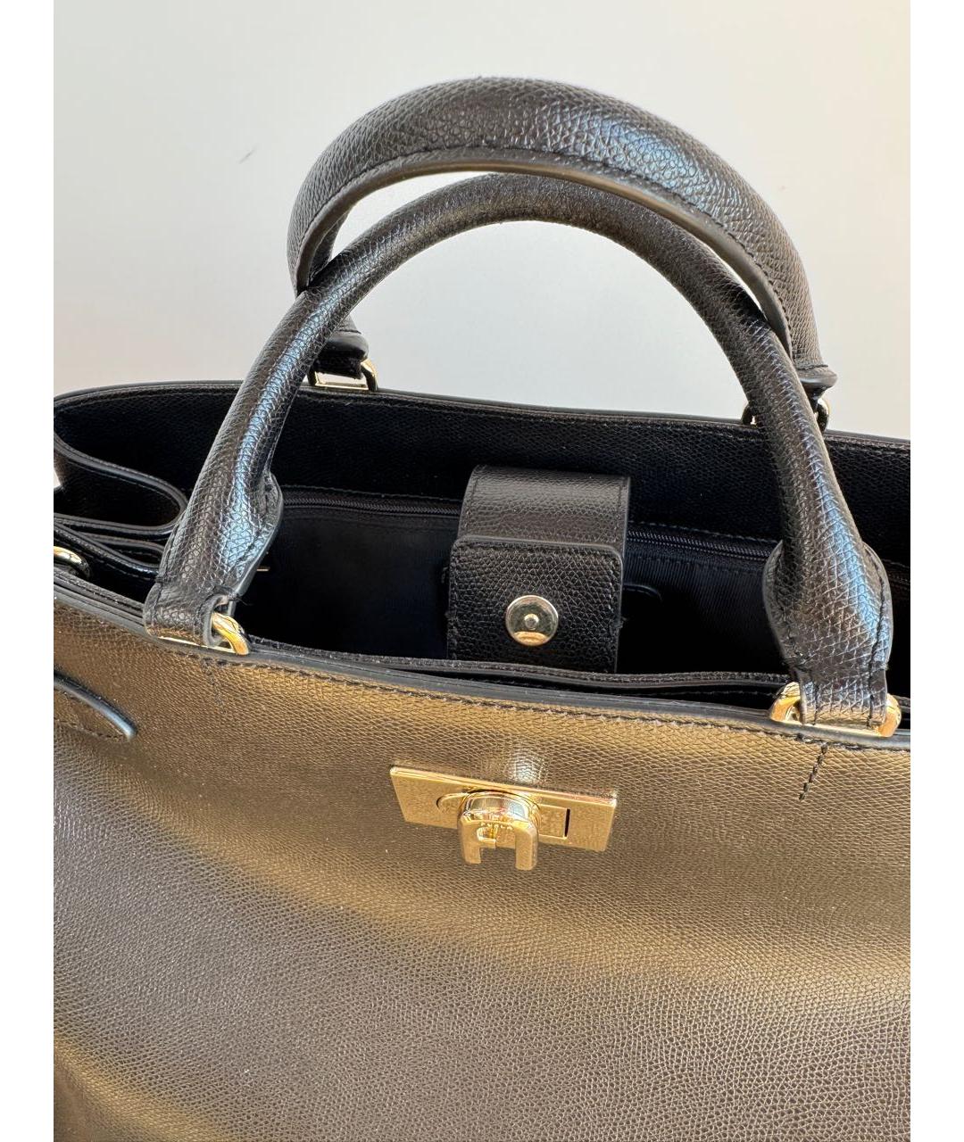 FURLA Черная кожаная сумка с короткими ручками, фото 6