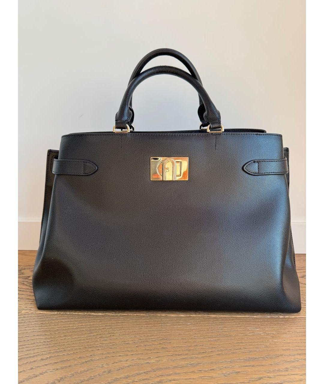 FURLA Черная кожаная сумка с короткими ручками, фото 2