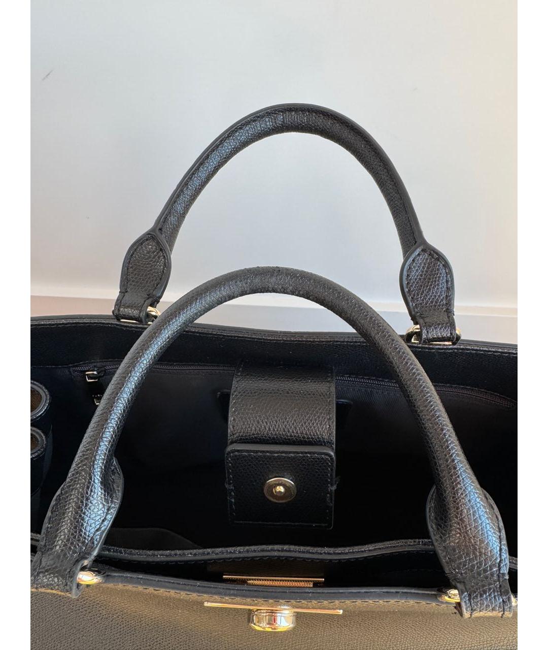 FURLA Черная кожаная сумка с короткими ручками, фото 5